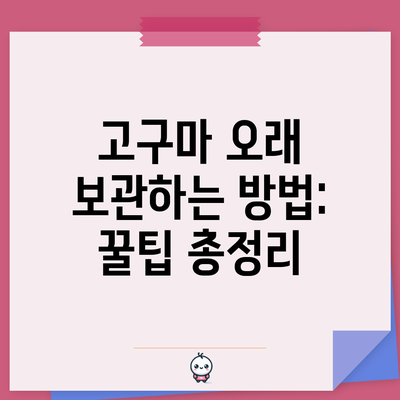 고구마 오래 보관하는 방법: 꿀팁 총정리