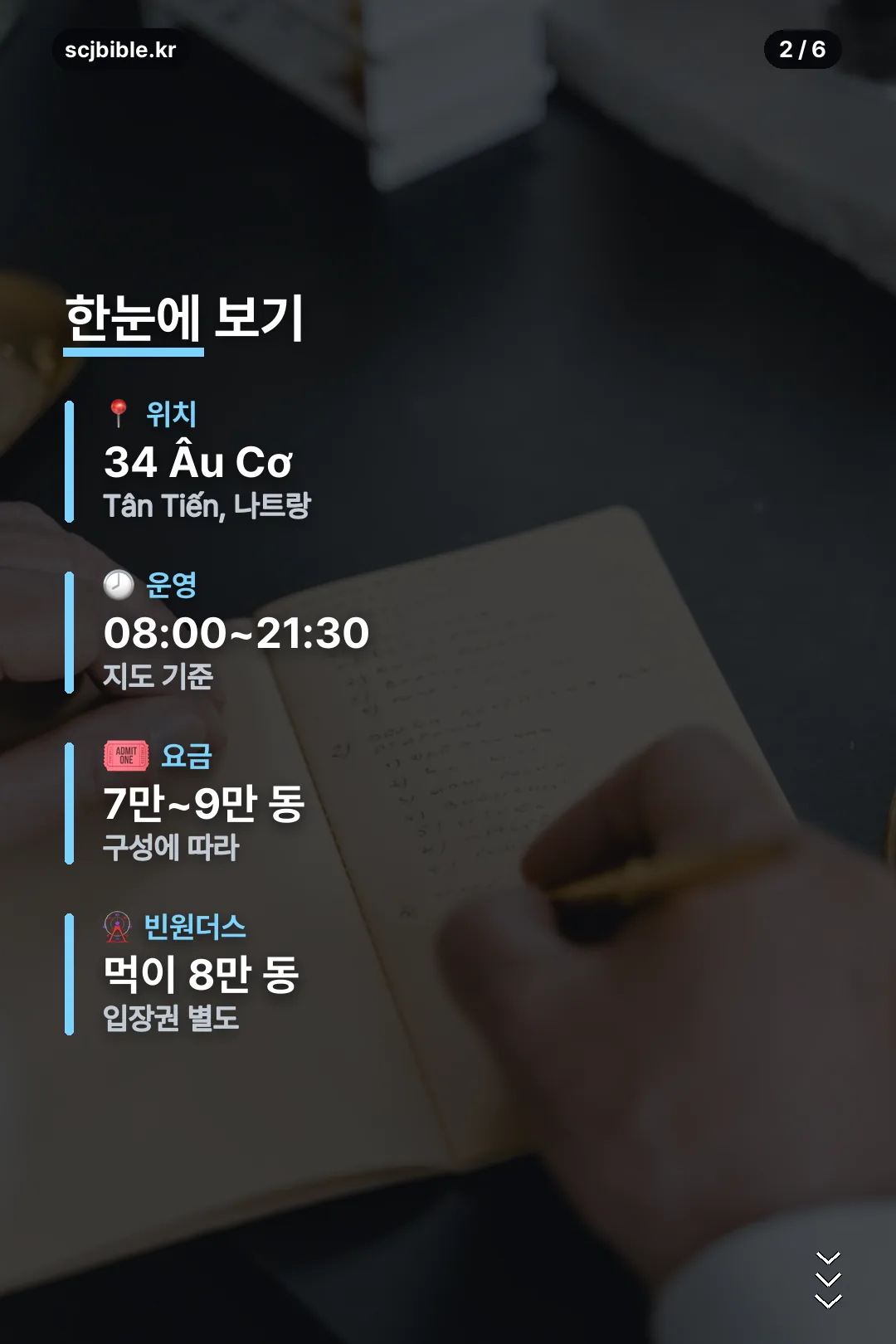 위치와 요금 요약