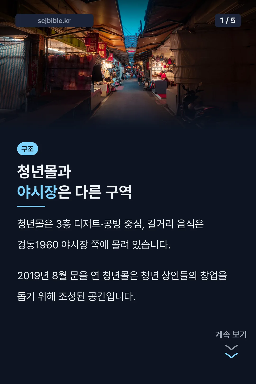 청년몰과 야시장 구역 구분