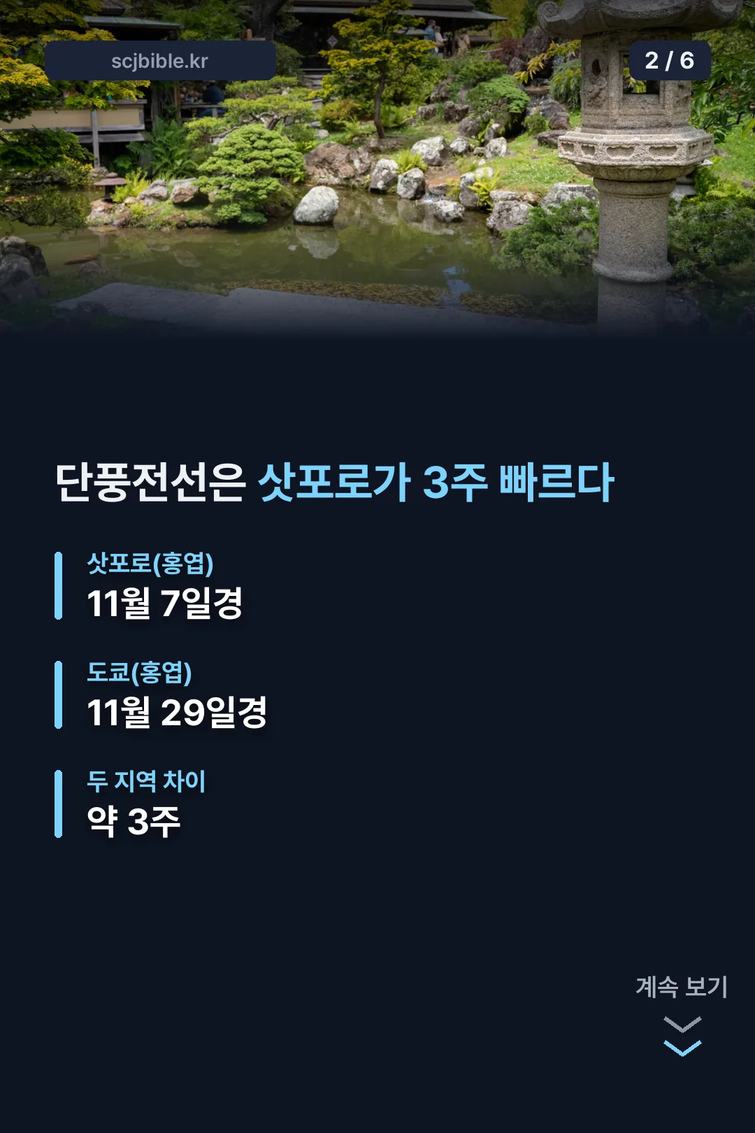삿포로·도쿄 단풍전선 비교